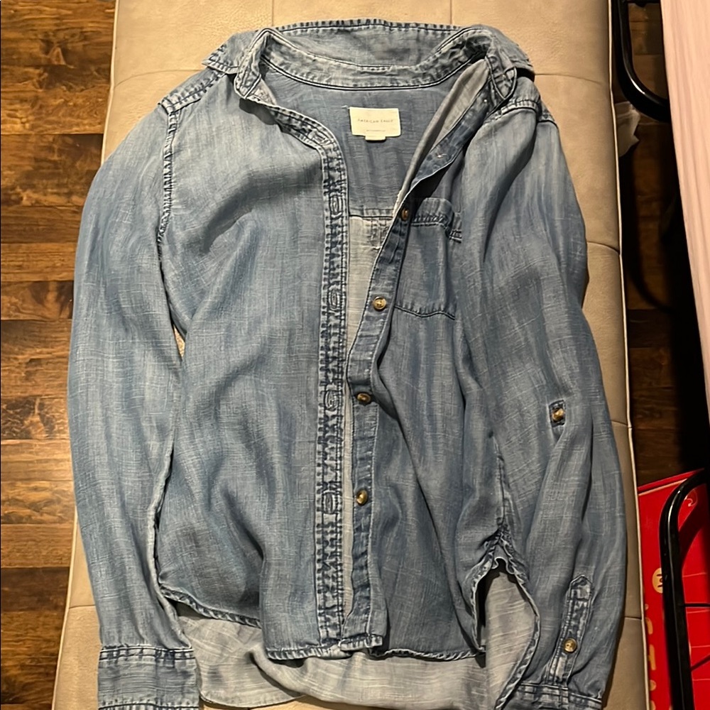 American Eagle Denim Button-Up Shirt